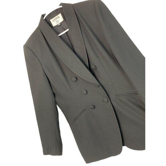 Kasper A.S.L. Petite Women's Black Blazer 12P Double-Breasted 7200 Tux - Picture 9 of 10